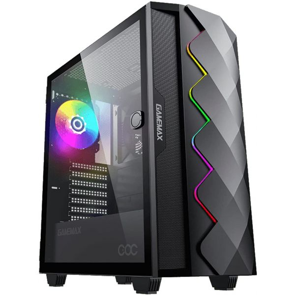 Gabinete Gamer Gamemax Diamond Coc A Vidrio Negro Cooler Mid Tower